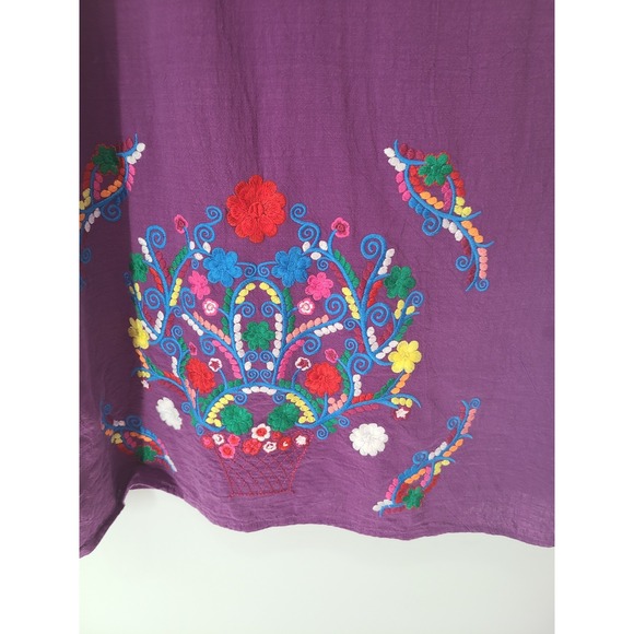 YZXDORWJ Embroidered Floral Womens Dress Size 3XL Plus Purple Cotton Boho Art - Picture 4 of 11